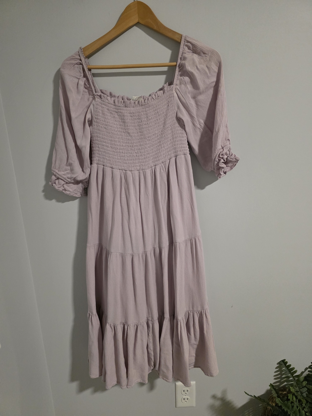 Oak + Fort Smocked Tiered Midi Dress – Blush Pink – Size S - Picture 3 of 12